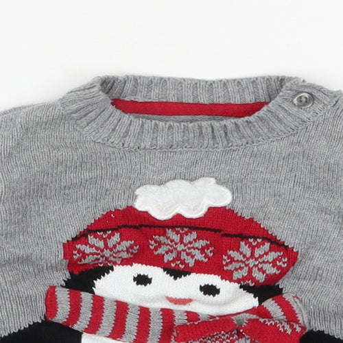 Mothercare Baby Grey  Cotton Pullover Jumper Size 6-9 Months  Pullover - Christmas Jumper