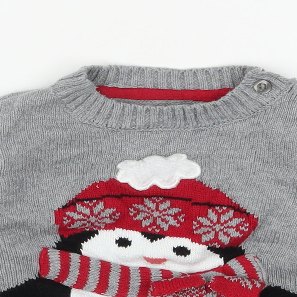Mothercare Baby Grey  Cotton Pullover Jumper Size 6-9 Months  Pullover - Christmas Jumper
