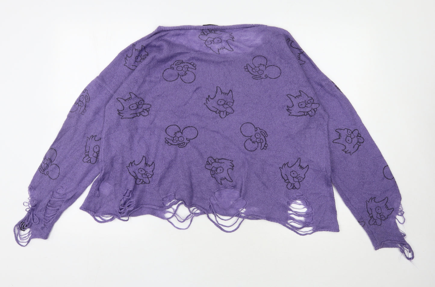 Drop Dead Womens Pink Round Neck  Acrylic Pullover Jumper Size S   - Itchy & Scratchy