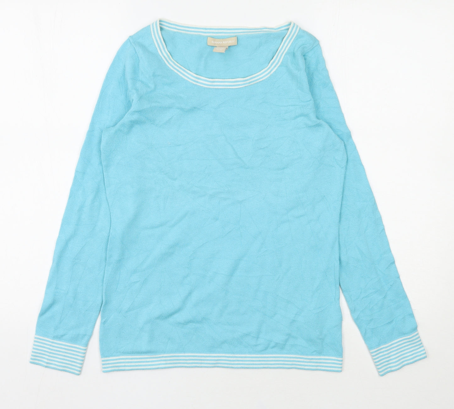 Banana Republic Womens Blue Round Neck  Cotton Pullover Jumper Size S