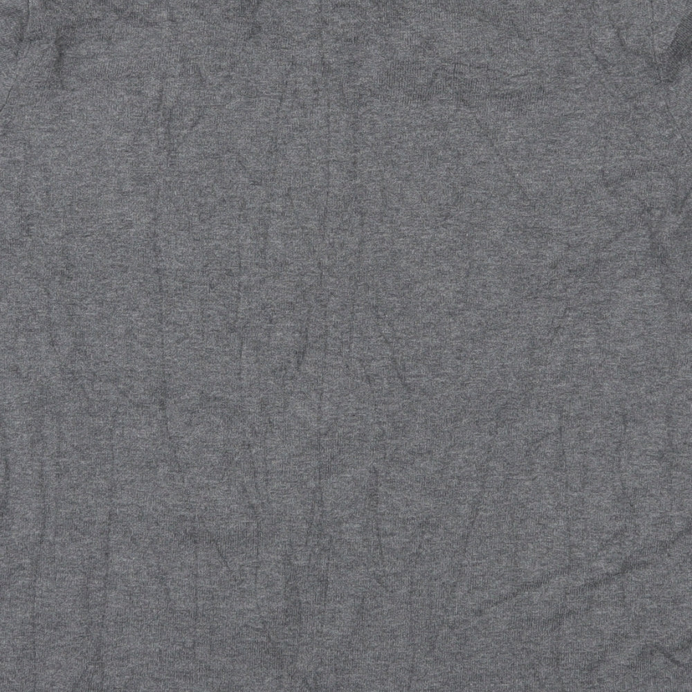 Zara Mens Grey Striped Cotton  T-Shirt Size M Henley