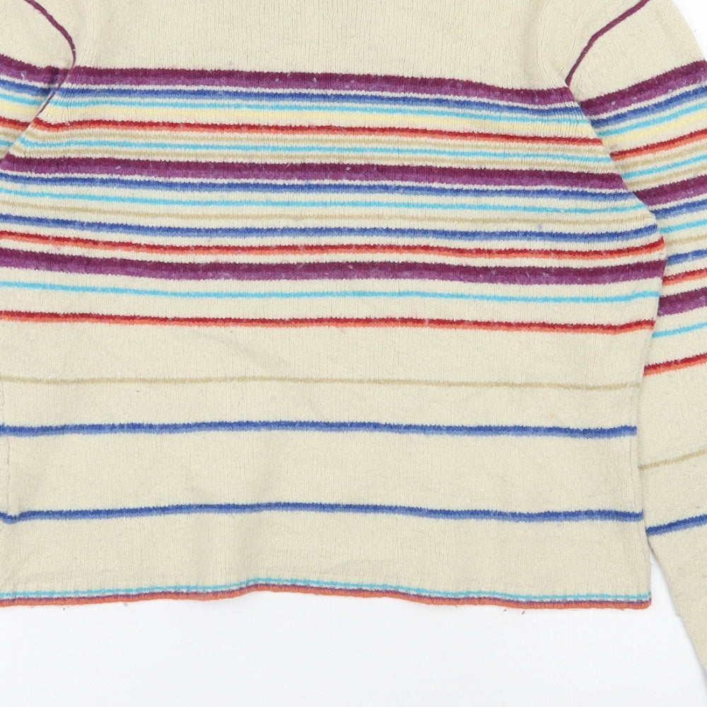 River Island Womens Multicoloured V-Neck Striped Acrylic Pullover Jumper Size 14