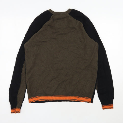 Dig deep Mens Black Round Neck  Cotton Pullover Jumper Size L