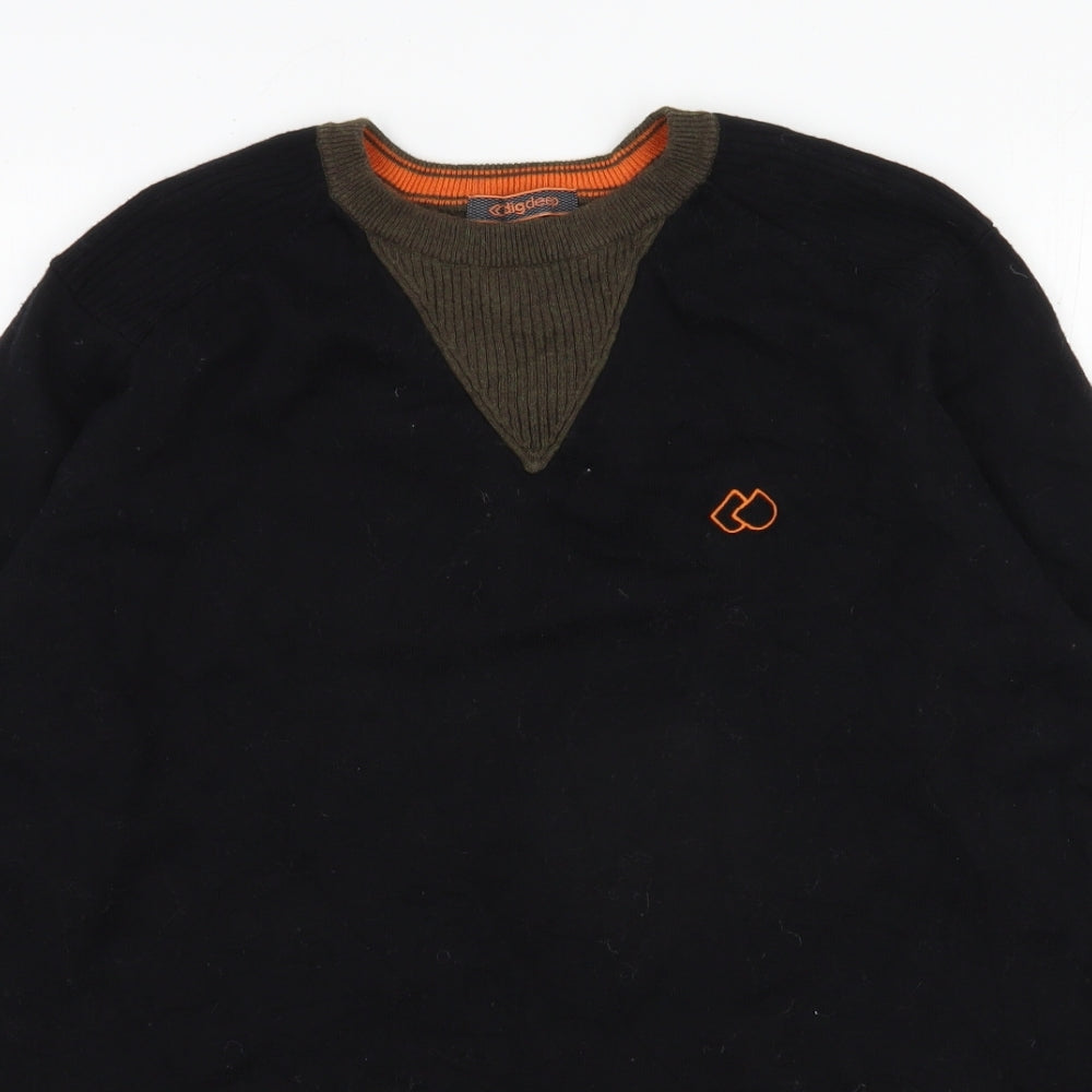 Dig deep Mens Black Round Neck  Cotton Pullover Jumper Size L