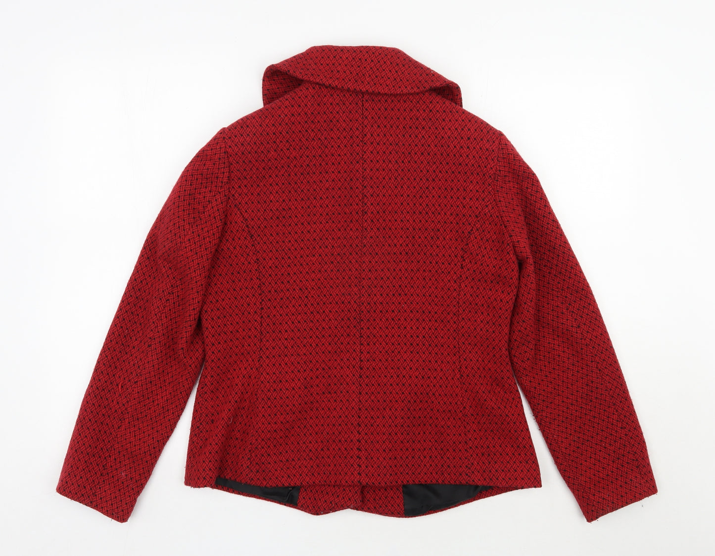 Bm Collection  Womens Red Geometric  Jacket  Size 12  Button