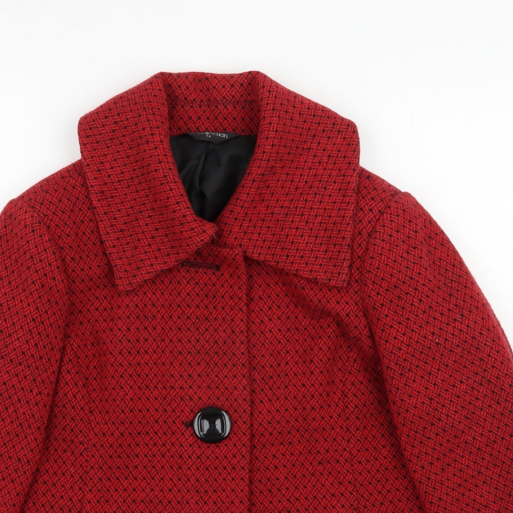 Bm Collection  Womens Red Geometric  Jacket  Size 12  Button