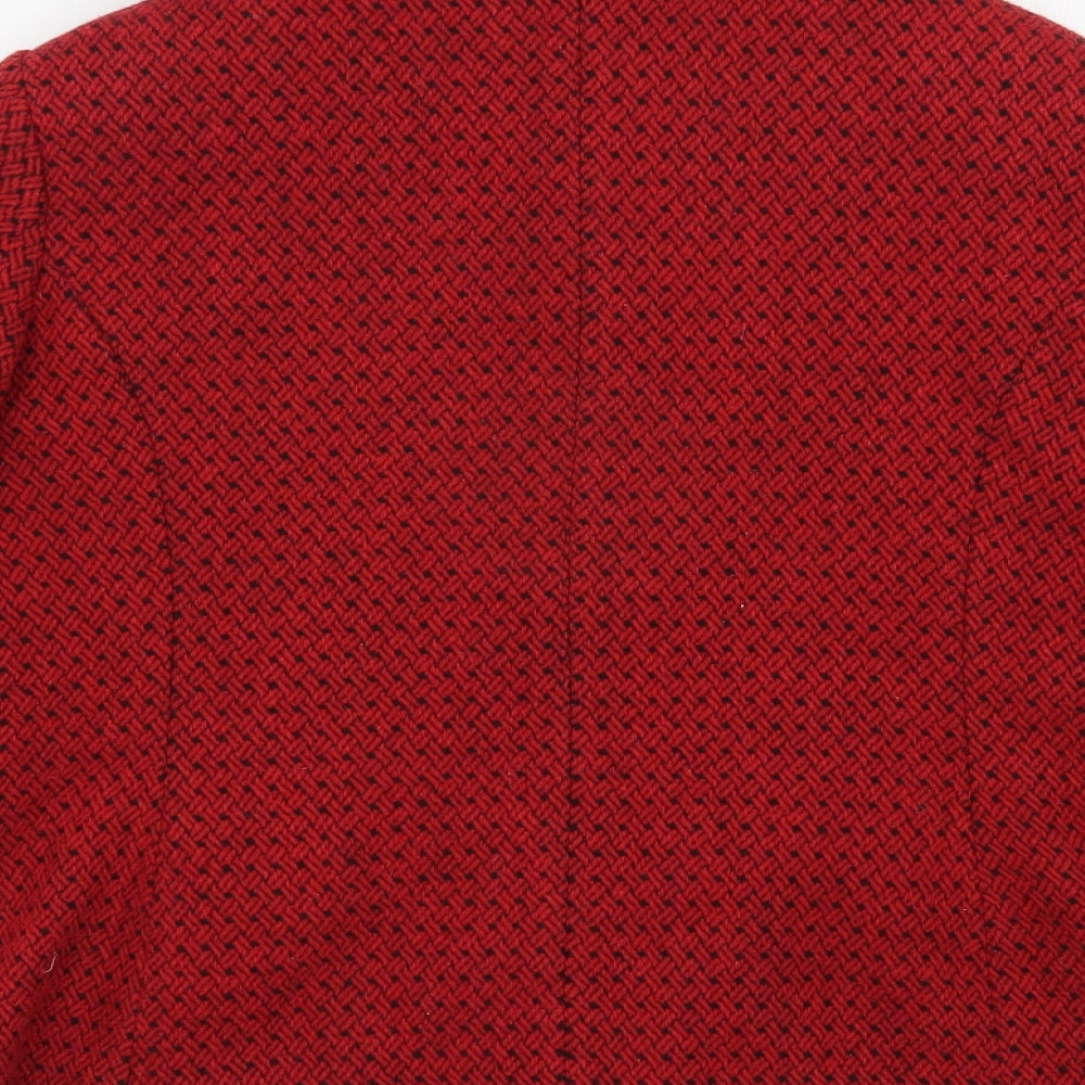 Bm Collection  Womens Red Geometric  Jacket  Size 12  Button