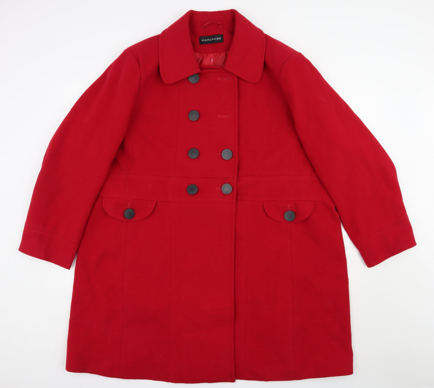 Wardrobe Womens Red   Pea Coat Coat Size 26  Button