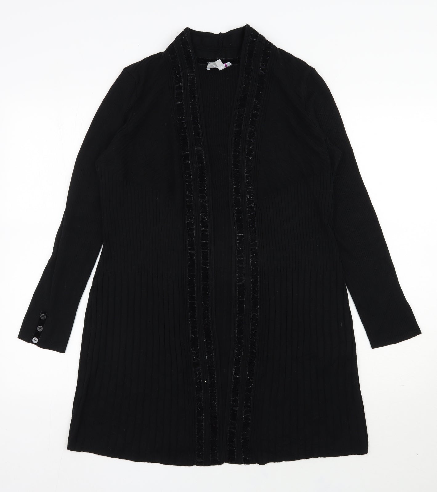 Per Una Womens Black V-Neck  Acrylic Cardigan Jumper Size 12