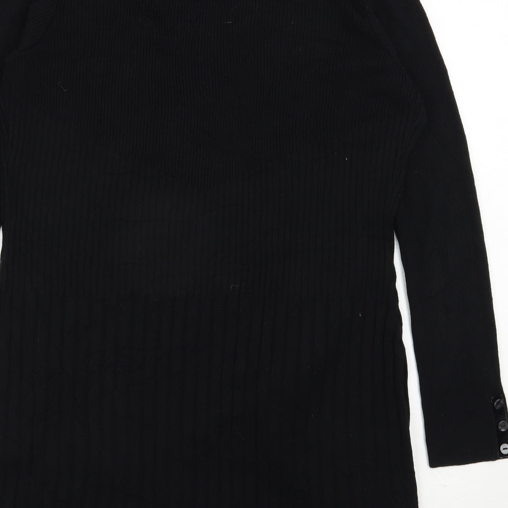 Per Una Womens Black V-Neck  Acrylic Cardigan Jumper Size 12