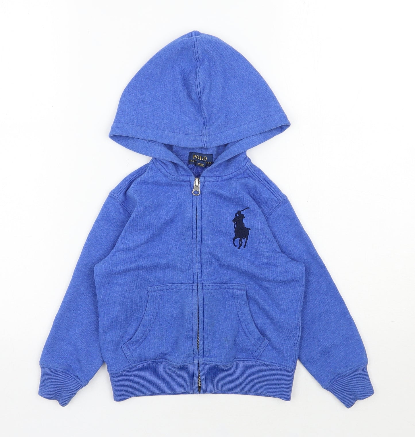 Ralph Lauren Boys Blue  Cotton Cardigan Hoodie Size 3 Years  Zip