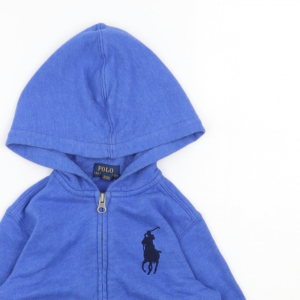 Ralph Lauren Boys Blue  Cotton Cardigan Hoodie Size 3 Years  Zip