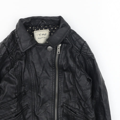NEXT Girls Black   Jacket Coat Size 5-6 Years  Zip