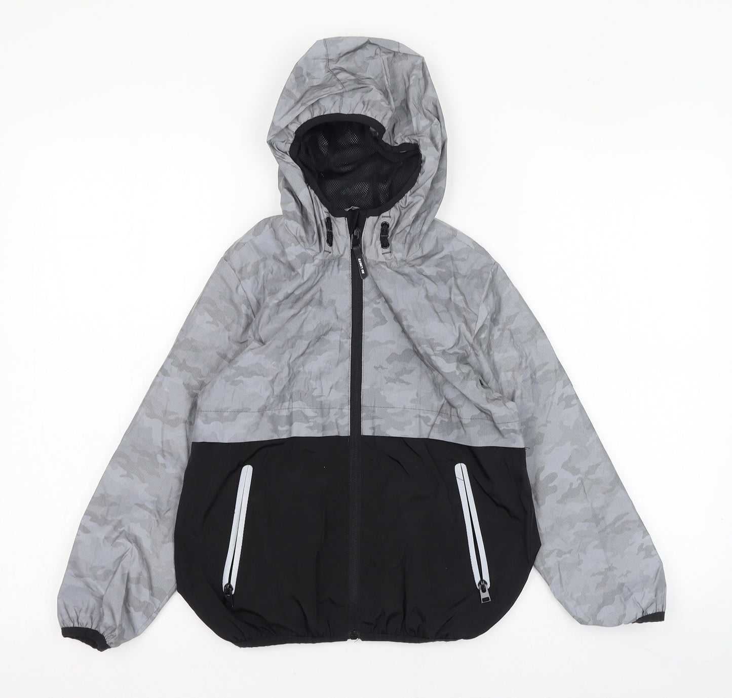 George Boys Black Camouflage  Jacket Coat Size 7-8 Years  Zip