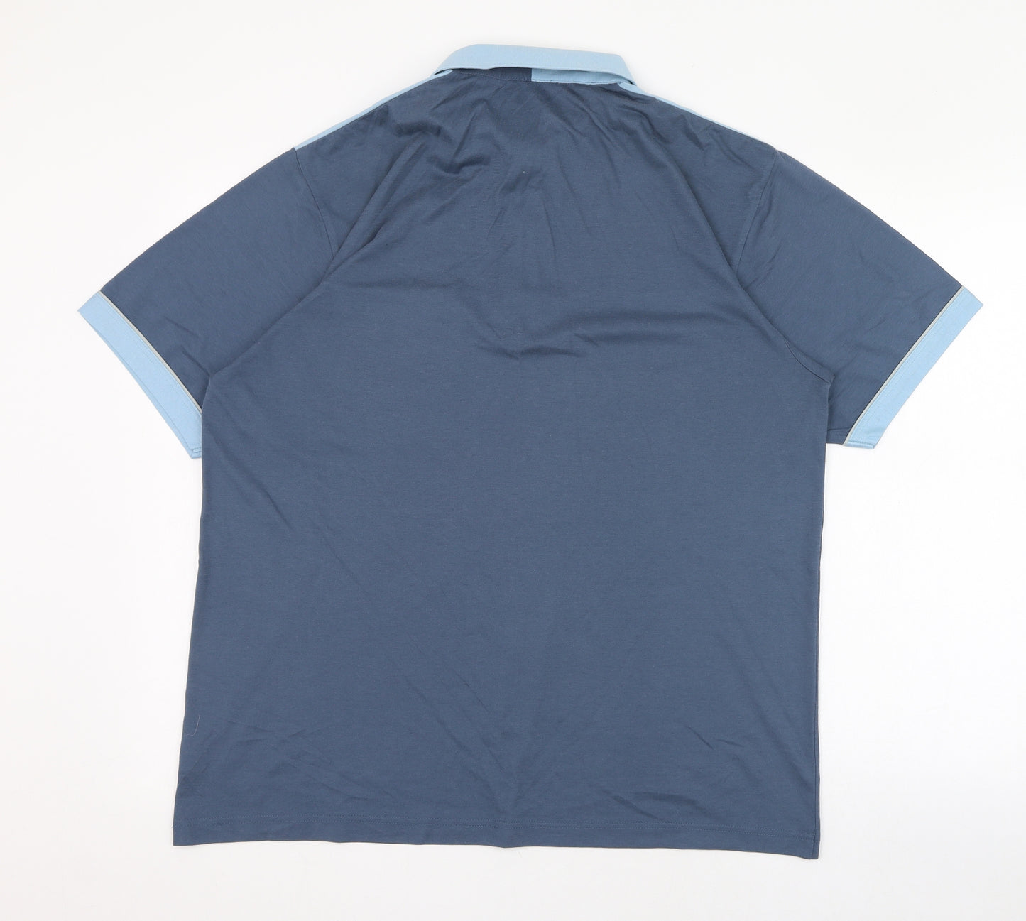 Pierre Sangan Mens Blue  Cotton  Polo Size L Collared Button