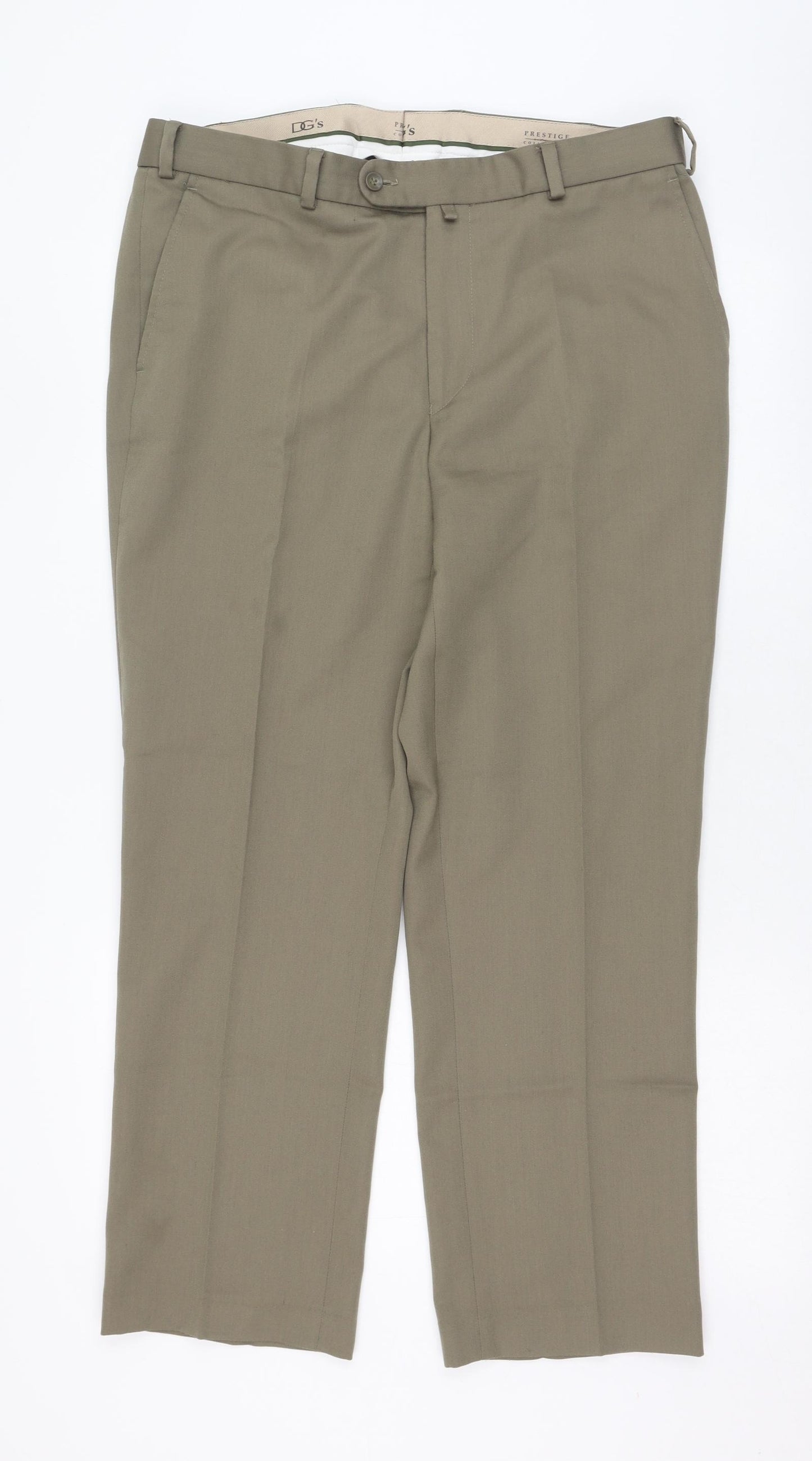 DG's Mens Green  Polyester Trousers  Size 36 L27 in Regular Zip