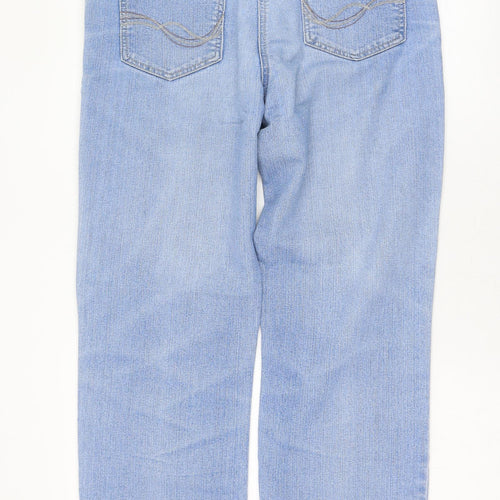 Preworn Womens Blue  Cotton Straight Jeans Size 12 L26 in Regular Zip