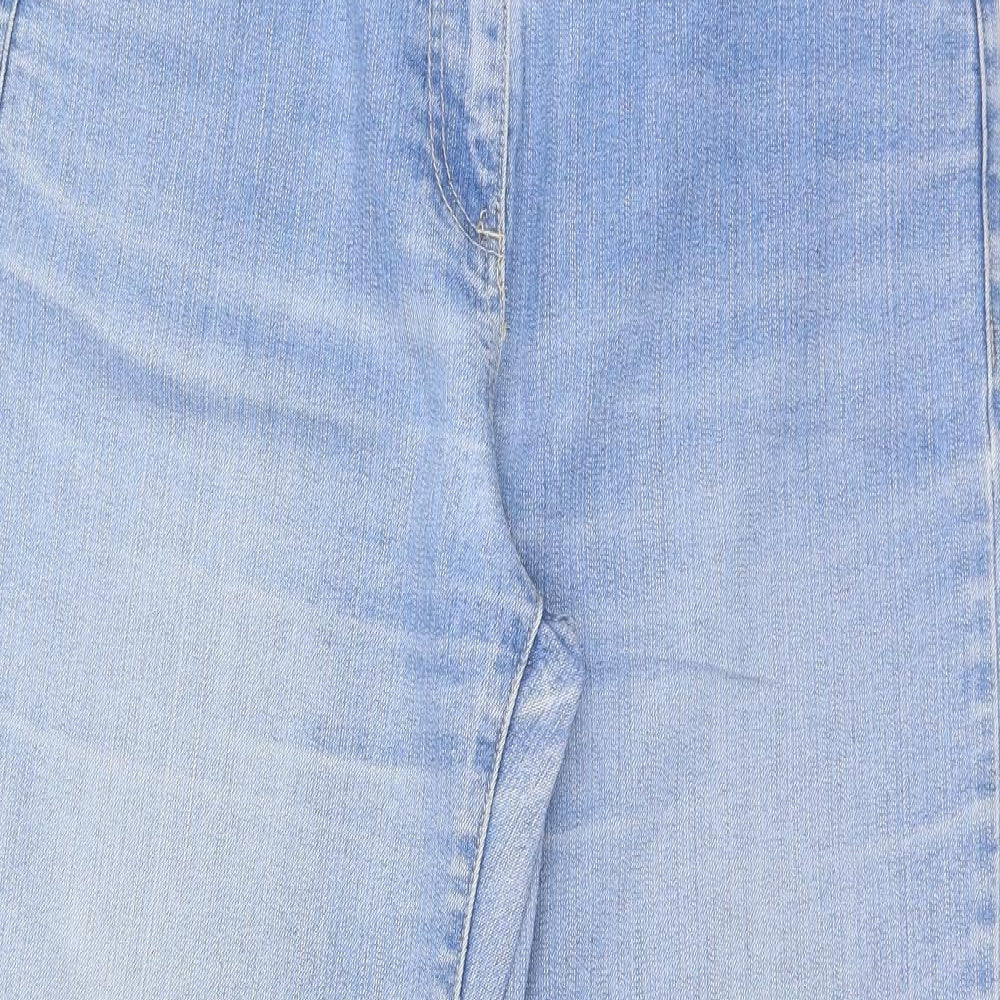 Preworn Womens Blue  Cotton Straight Jeans Size 12 L26 in Regular Zip