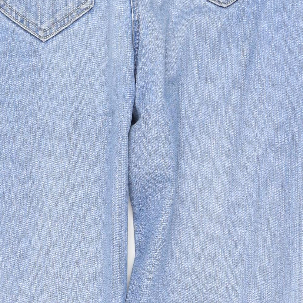 Preworn Womens Blue  Cotton Straight Jeans Size 12 L26 in Regular Zip