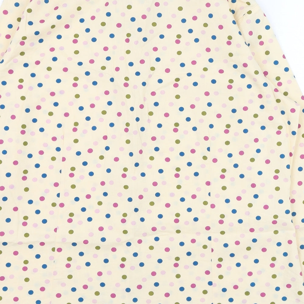 Tulchan Womens Orange Polka Dot Cotton Basic Button-Up Size 12 Collared