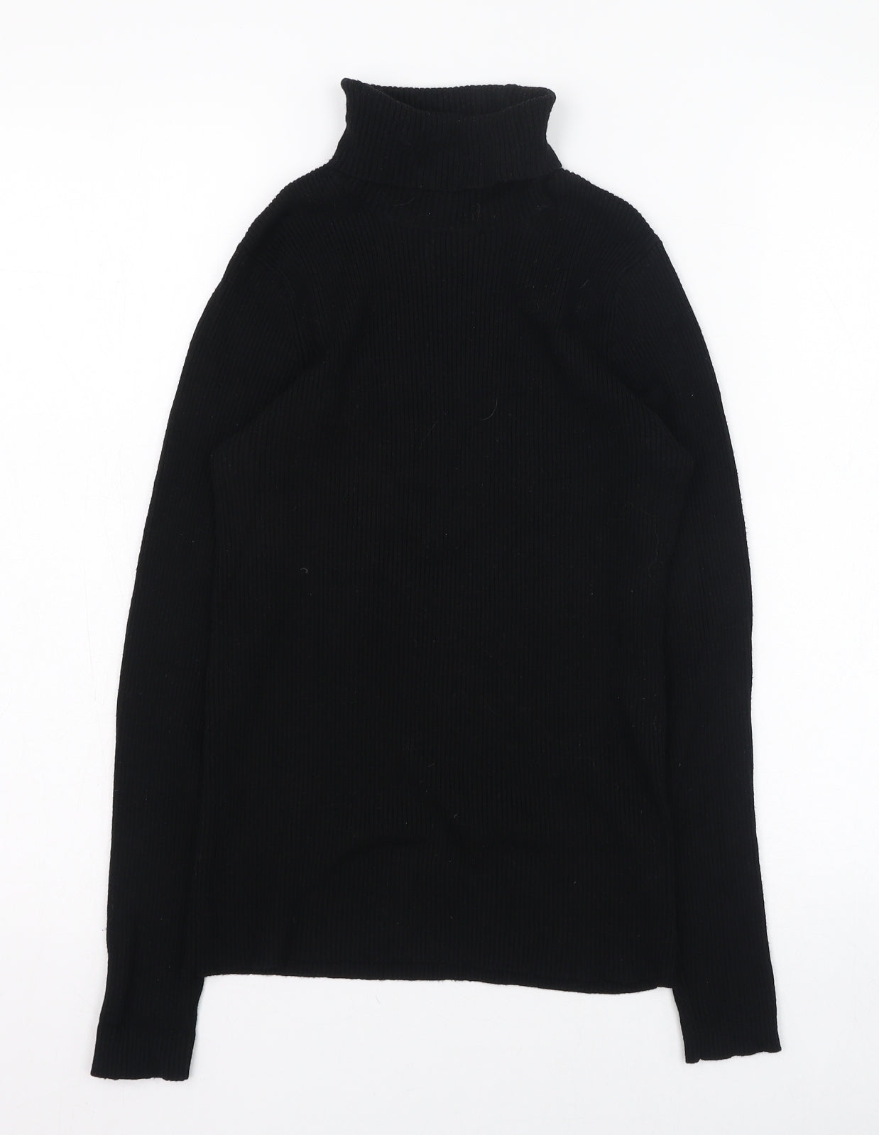 Marks and Spencer Womens Black  Viscose Basic T-Shirt Size 14 Roll Neck