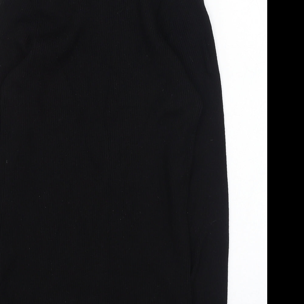 Marks and Spencer Womens Black  Viscose Basic T-Shirt Size 14 Roll Neck