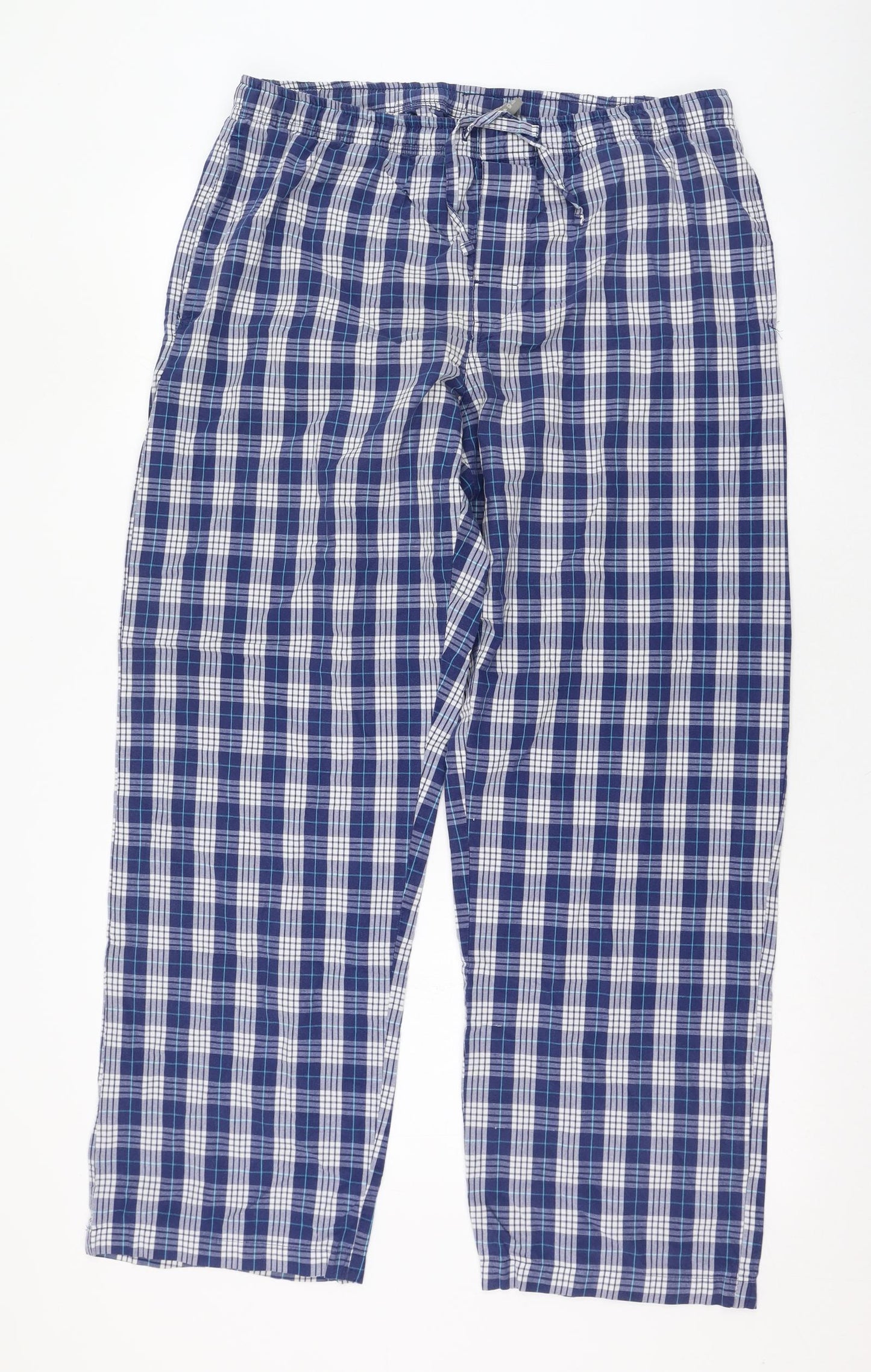 Protocol Mens Blue Check Cotton  Lounge Pants Size M   - Loungewear