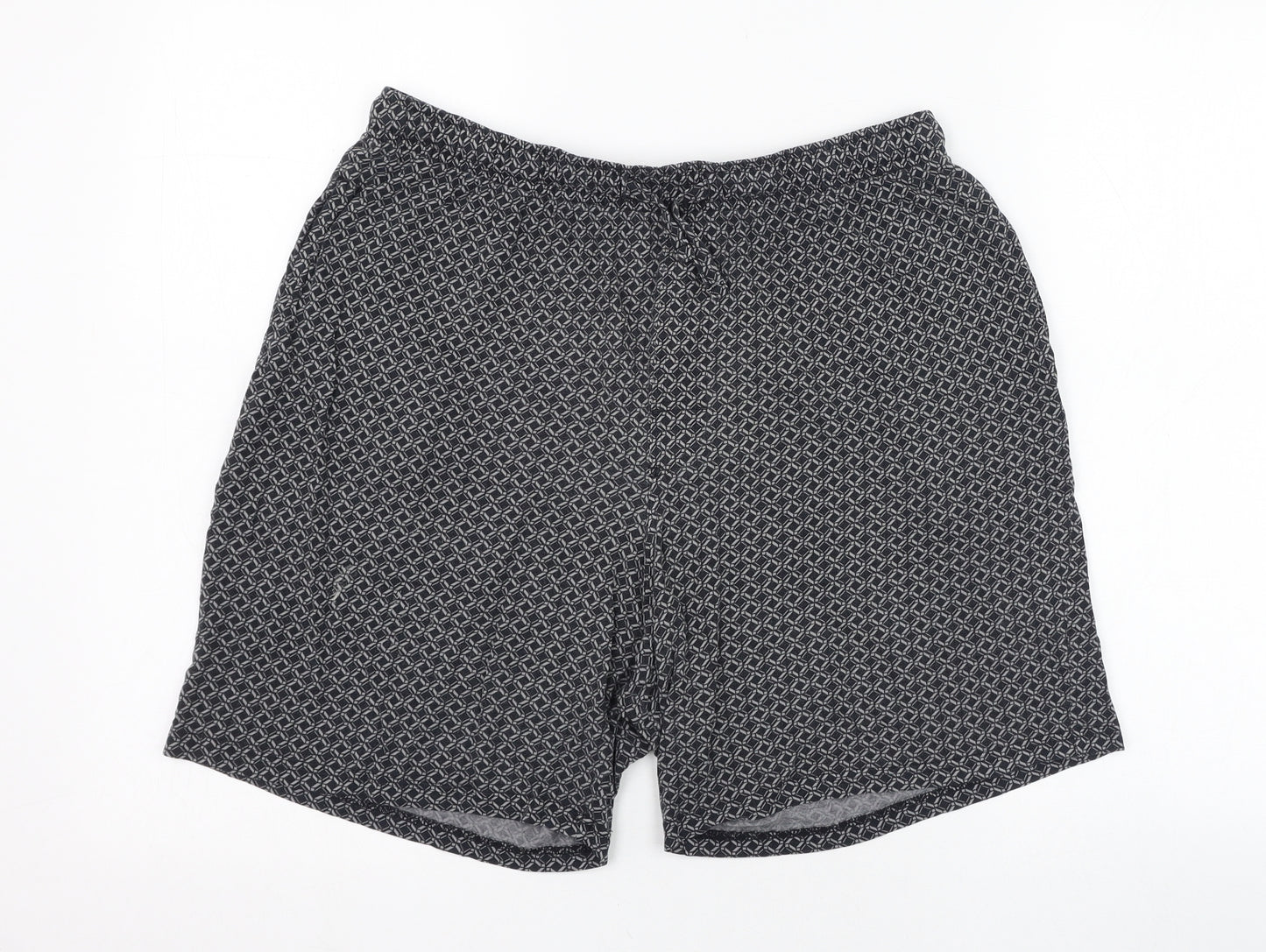 Marks and Spencer Mens Grey Geometric Cotton  Sleep Shorts Size M  Pullover - Loungewear