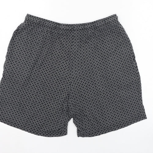 Marks and Spencer Mens Grey Geometric Cotton  Sleep Shorts Size M  Pullover - Loungewear