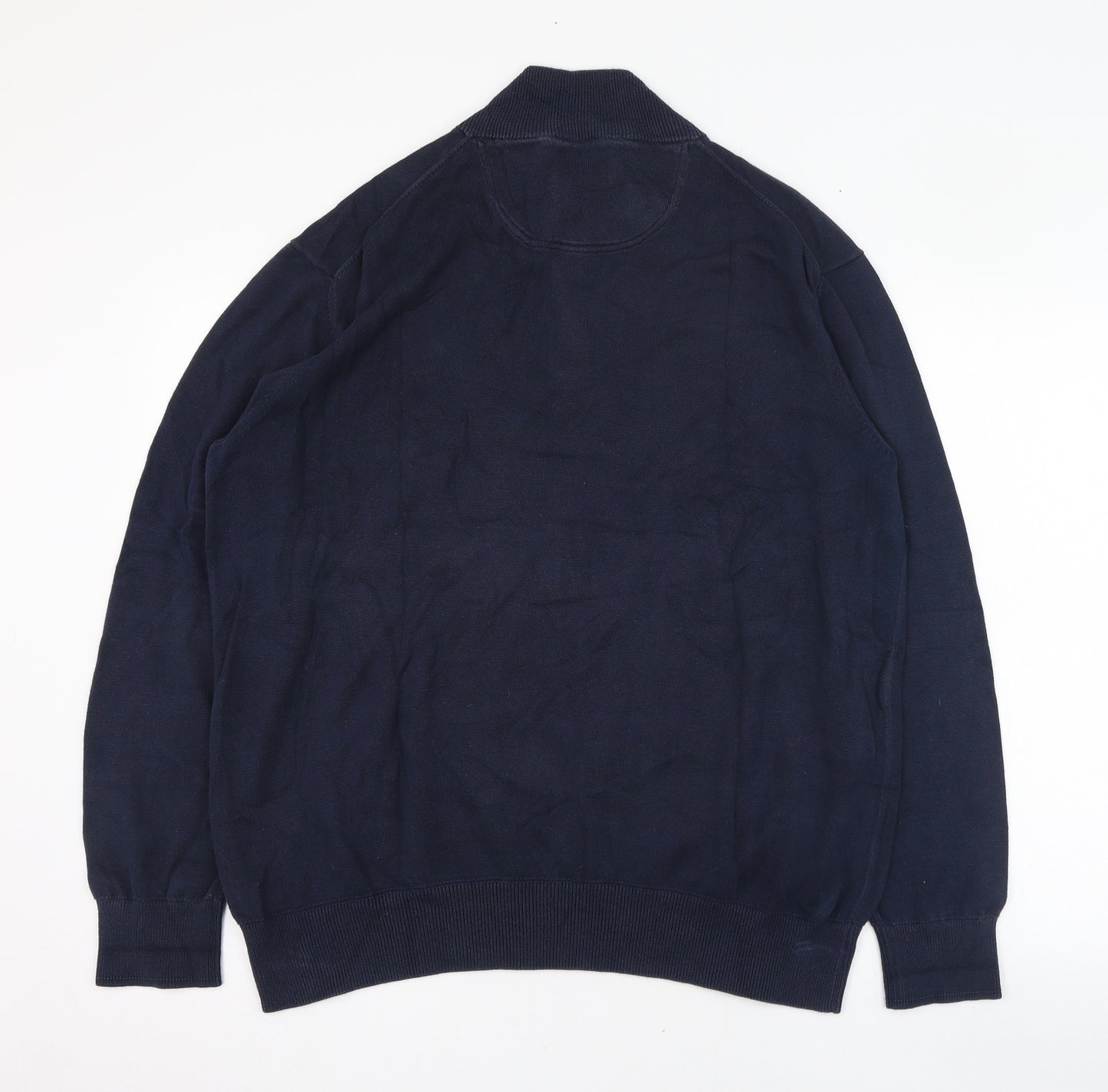 Timberland Mens Blue Mock Neck  Cotton Pullover Jumper Size L