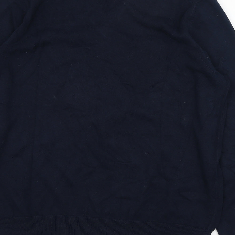 Marks and Spencer Mens Blue V-Neck  Cotton Pullover Jumper Size L