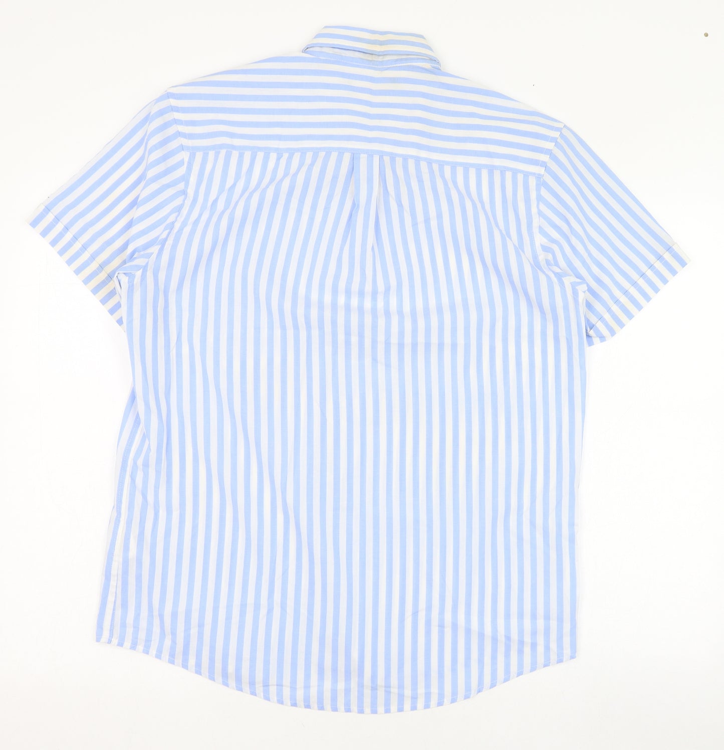 Pierre Cardin Mens Blue Striped Cotton  Dress Shirt Size M Collared Button