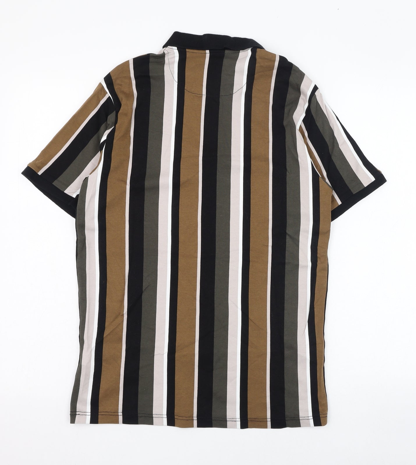 NEXT Mens Multicoloured Striped Cotton  T-Shirt Size S Collared