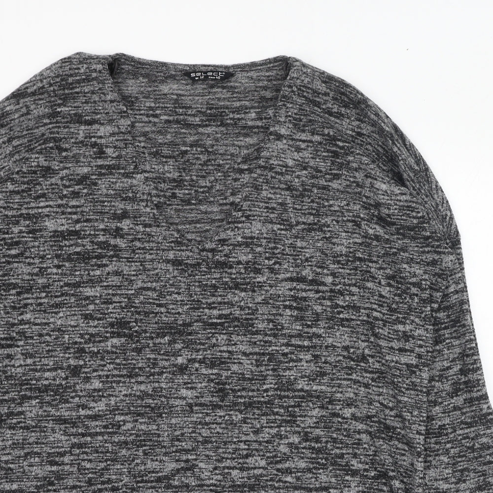 Select Womens Grey V-Neck  Polyester Pullover Jumper Size 12