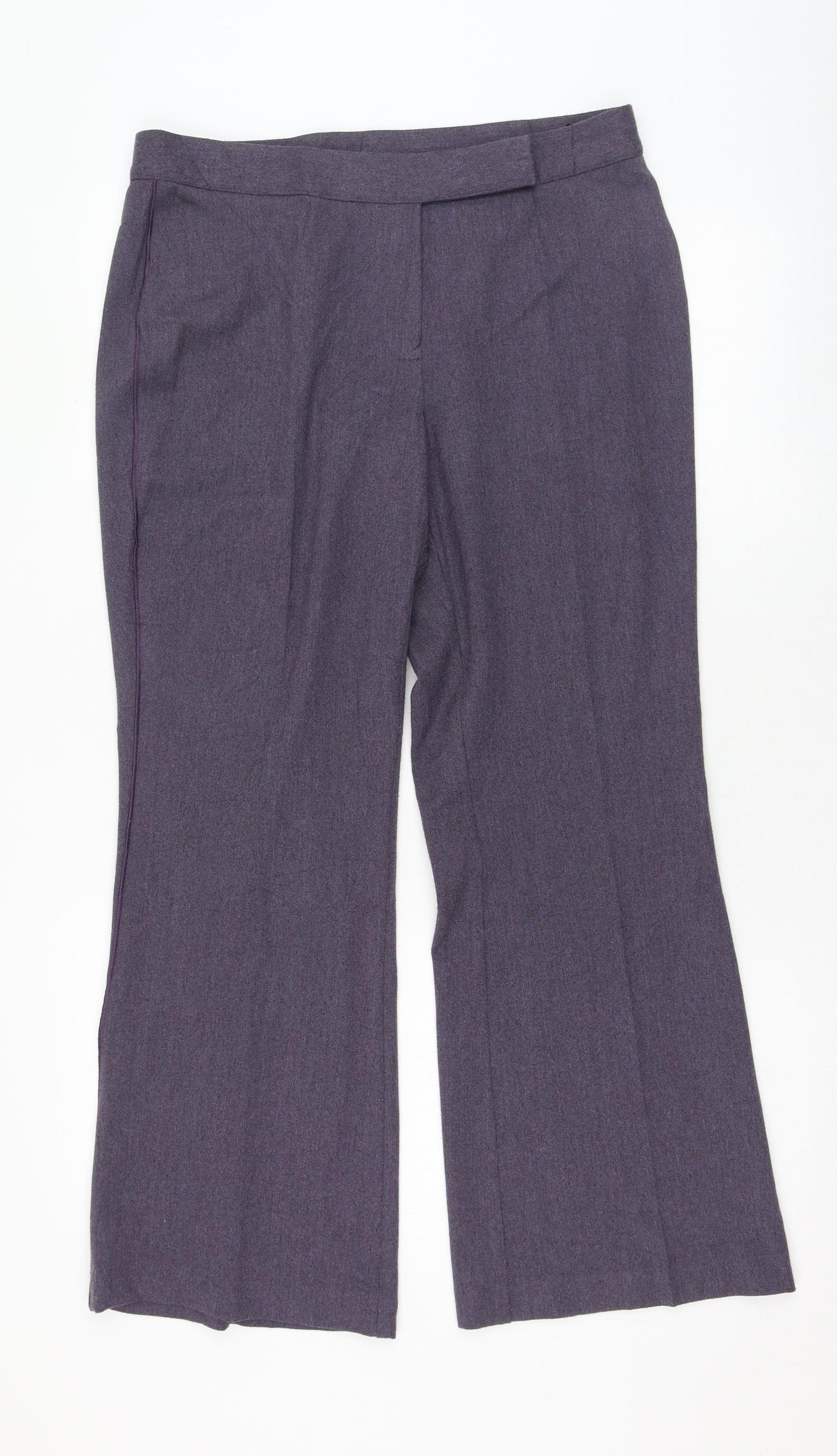 Marks and Spencer Womens Purple  Polyester Trousers  Size 14 L26 in Regular Zip