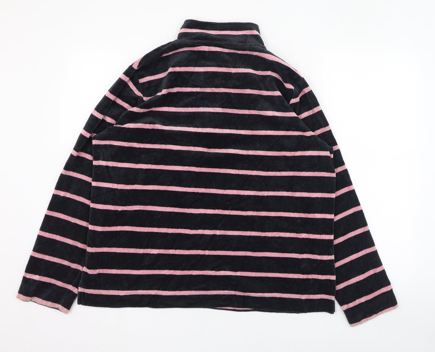 Tigi Womens Black Mock Neck Striped Cotton Pullover Jumper Size 18