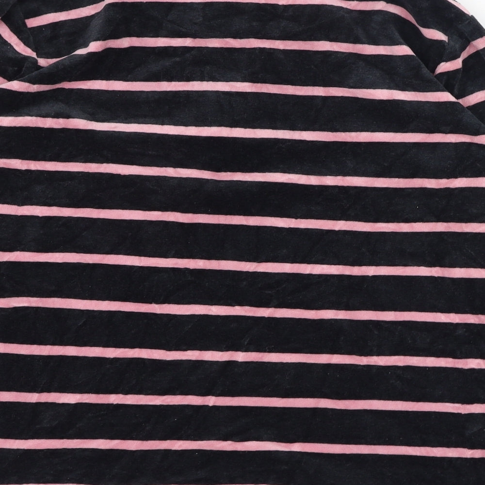 Tigi Womens Black Mock Neck Striped Cotton Pullover Jumper Size 18