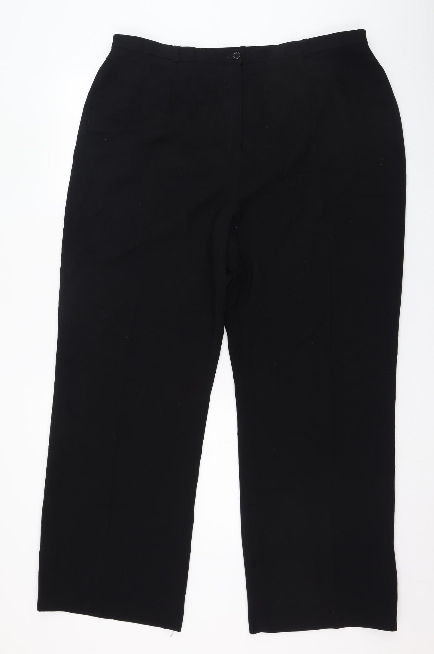 Preworn Womens Black  Polyester Trousers  Size 20 L28 in Regular Zip
