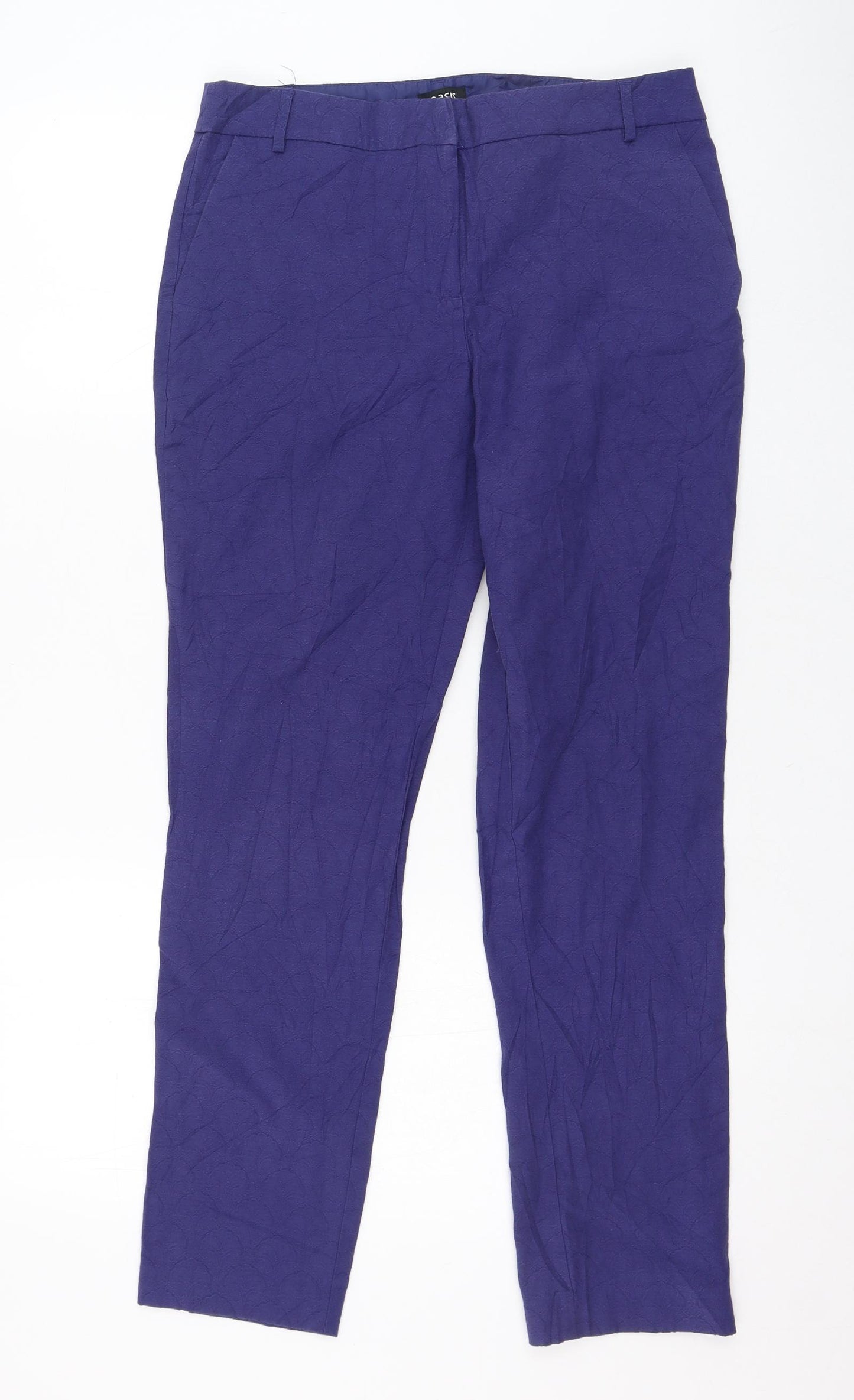 Oasis Womens Purple  Cotton Carrot Trousers Size 10 L26 in Regular Zip