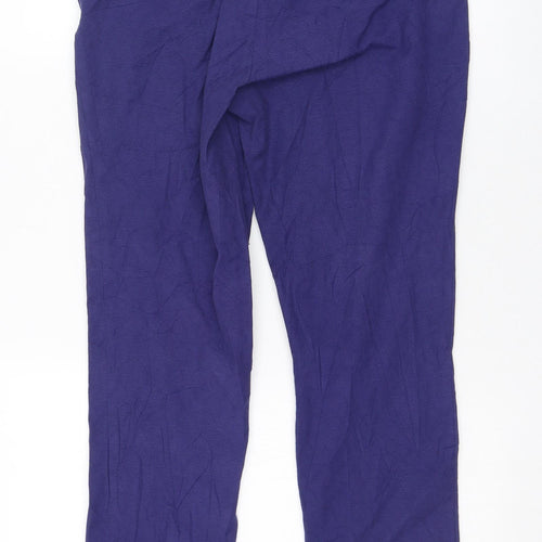 Oasis Womens Purple  Cotton Carrot Trousers Size 10 L26 in Regular Zip