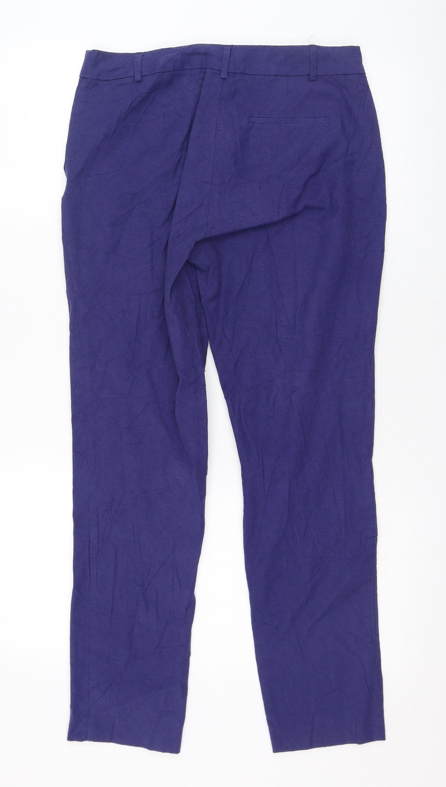 Oasis Womens Purple  Cotton Carrot Trousers Size 10 L26 in Regular Zip