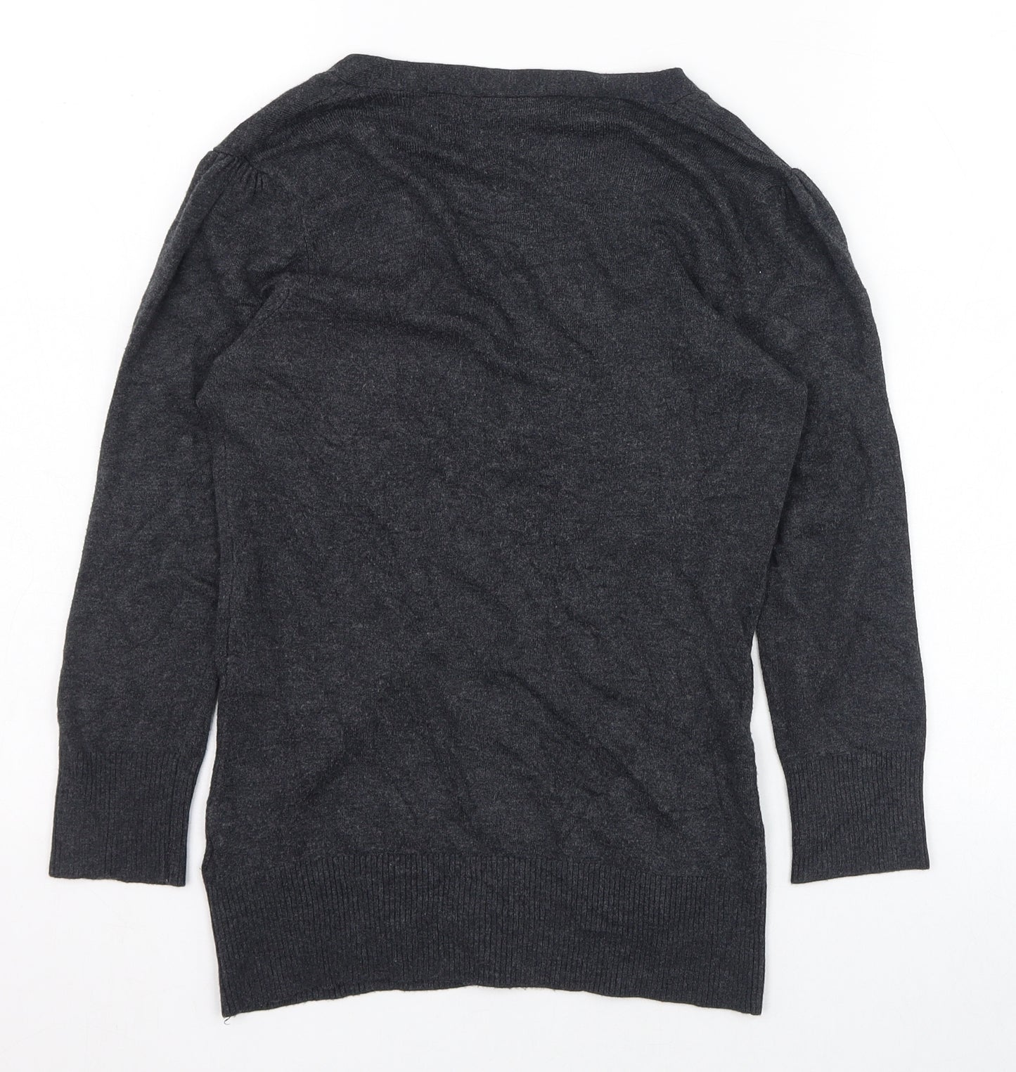 New Look Womens Grey V-Neck  Viscose Cardigan Jumper Size 10