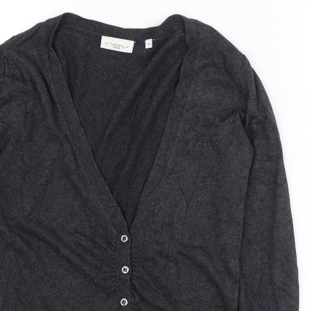 New Look Womens Grey V-Neck  Viscose Cardigan Jumper Size 10