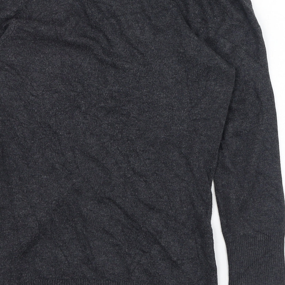 New Look Womens Grey V-Neck  Viscose Cardigan Jumper Size 10