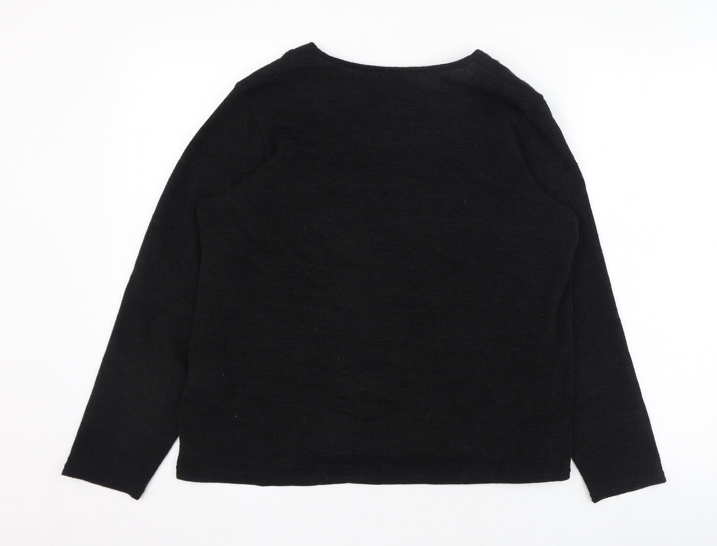 Afibel Womens Black Round Neck  Polyester Pullover Jumper Size 16