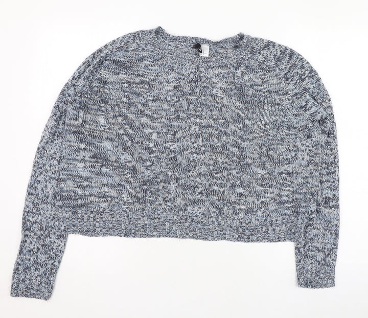 H&M Womens Blue Round Neck  Acrylic Pullover Jumper Size M