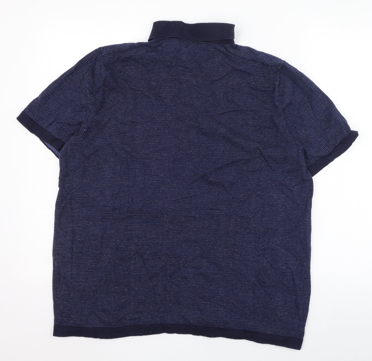 Banana Republic Mens Blue Striped Cotton  Polo Size L Collared Button