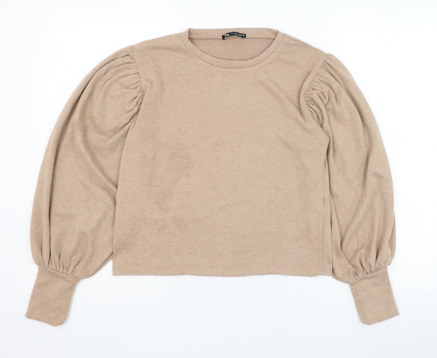 Zara Womens Brown Round Neck  Polyester Pullover Jumper Size S