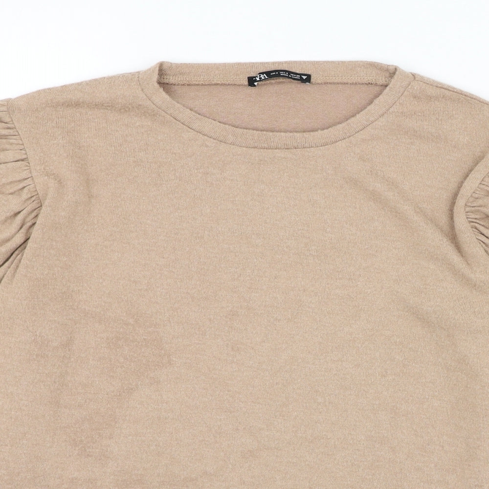 Zara Womens Brown Round Neck  Polyester Pullover Jumper Size S