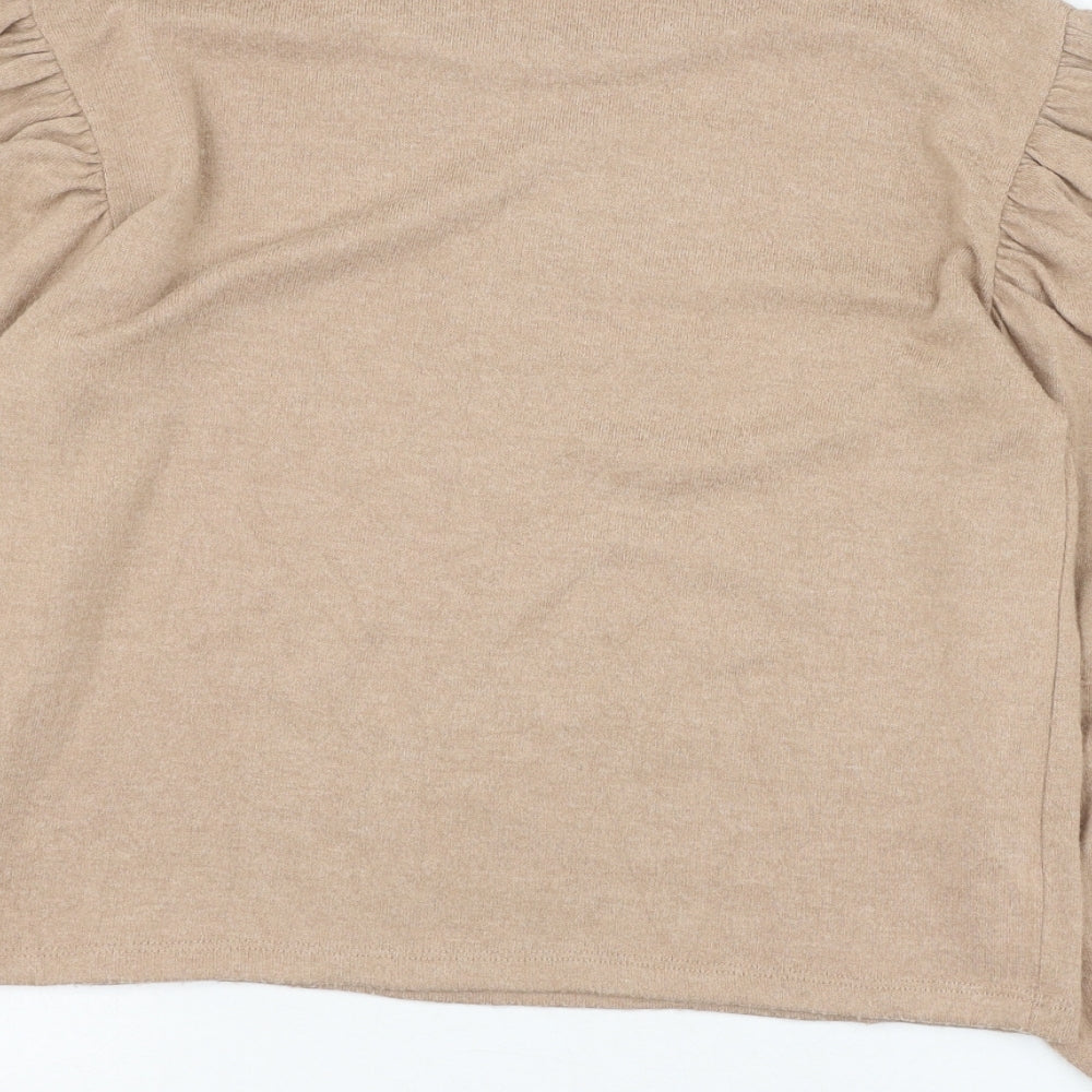 Zara Womens Brown Round Neck  Polyester Pullover Jumper Size S